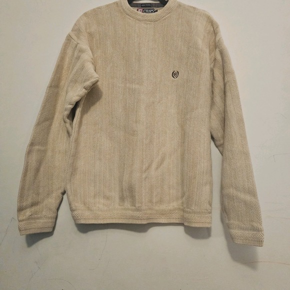 Chaps Ralph Lauren Men's Sweater M Hand Framed Cotton Crew Neck Pullover Beige - Picture 1 of 6